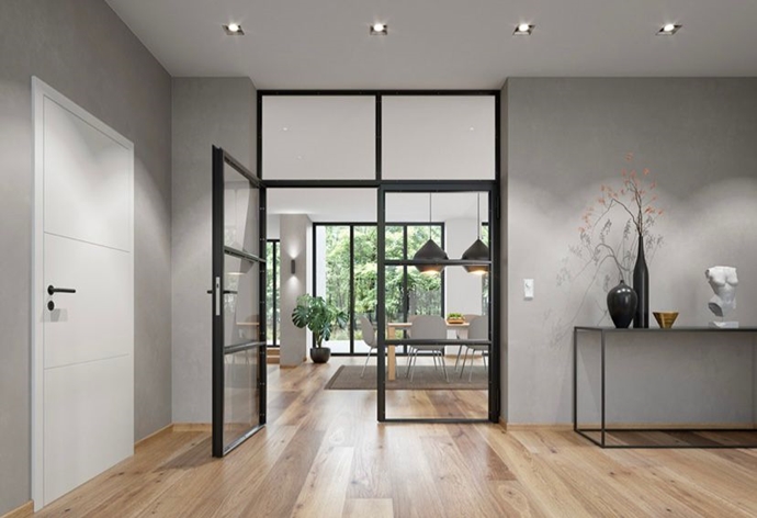 Instalación de puertas interiores de aluminio con cristal en un piso de  Torelló - PerfilTer